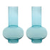 Set of Two Aqua Glass Round Table Vases