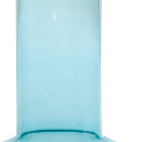 Set of Two Aqua Glass Round Table Vases