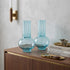 Set of Two Aqua Glass Round Table Vases