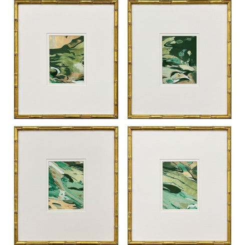 Set Of Four Verdant Fusion Gold Framed Wall Art