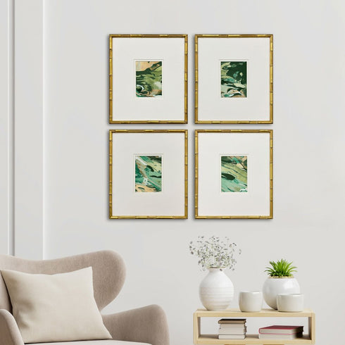 Set Of Four Verdant Fusion Gold Framed Wall Art