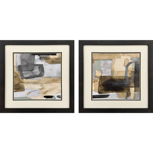 Set Of Two Abstract Expressions Brown Framed Wall Art