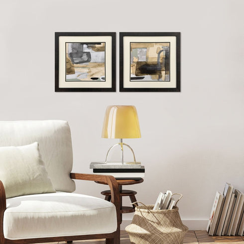 Set Of Two Abstract Expressions Brown Framed Wall Art