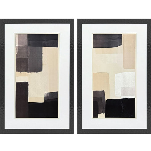Set Of Two Neutral Shapes Black Framed Wall Art