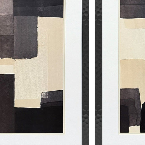 Set Of Two Neutral Shapes Black Framed Wall Art