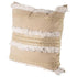 22" Tan And White Geometric Linen Throw Pillow Cover with Fringe