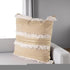 22" Tan And White Geometric Linen Throw Pillow Cover with Fringe