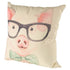 18" Pink Cream And Beige Pig Linen Throw Pillow Cover