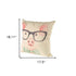 18" Pink Cream And Beige Pig Linen Throw Pillow Cover