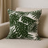 20" Green And White Tropical Botanical Linen Throw Pillow Cover with Embroidery