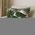 20" Green And White Tropical Botanical Linen Throw Pillow Cover with Embroidery