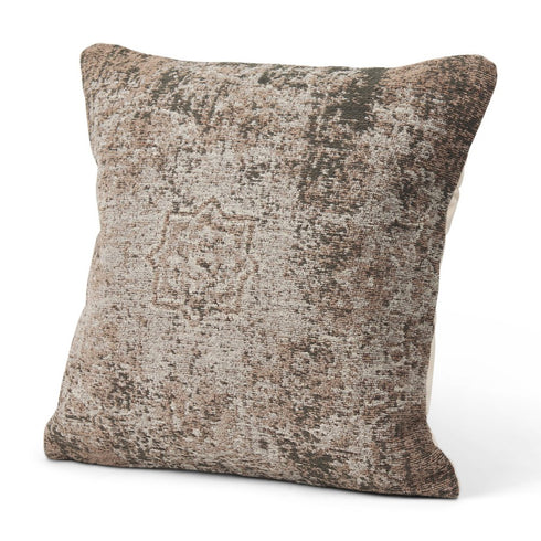 20" Taupe Chenille Throw Pillow Cover with Texture