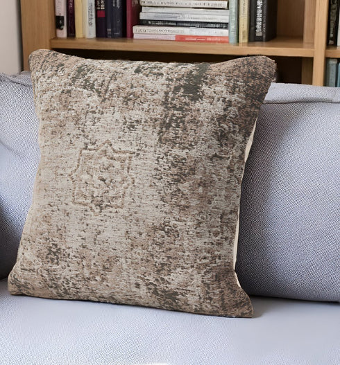 20" Taupe Chenille Throw Pillow Cover with Texture