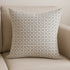 22" Cream And Black Geometric Linen Throw Pillow Cover with Embroidery