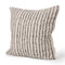 22" Beige And Merlot Striped Linen Throw Pillow Cover with Embroidery