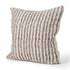 22" Beige And Merlot Striped Linen Throw Pillow Cover with Embroidery