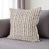 22" Beige And Merlot Striped Linen Throw Pillow Cover with Embroidery