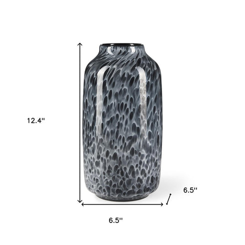 12" Black Mottled Cylinder Glass Table Vase