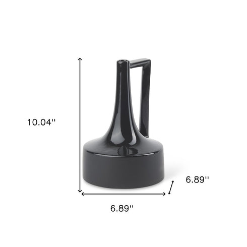 10" Black Ceramic Jug Vase