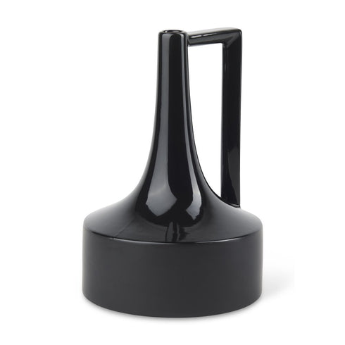 12" Black Ceramic Jug Vase