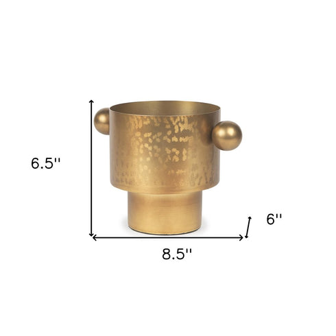 7" Gold Cast Iron Round Table Vase