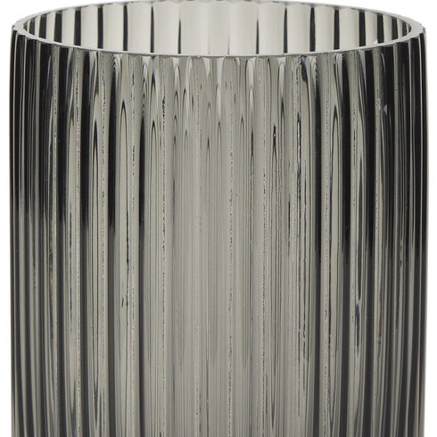 8" Black Cylinder Ribbed Glass Table Vase