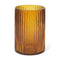 8" Amber Cylinder Ribbed Glass Table Vase