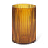 8" Amber Cylinder Ribbed Glass Table Vase