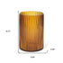 8" Amber Cylinder Ribbed Glass Table Vase