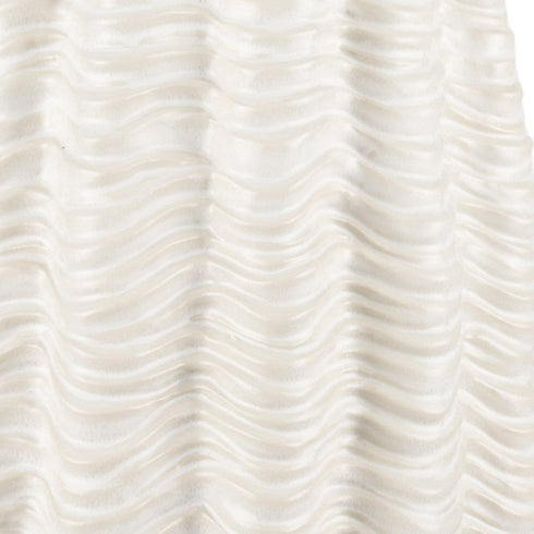 24" Cream Cylinder Ceramic Sculptural Waves Table Vase