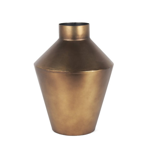 12" Antiqued Bronze Metal Trumpet Table Vase