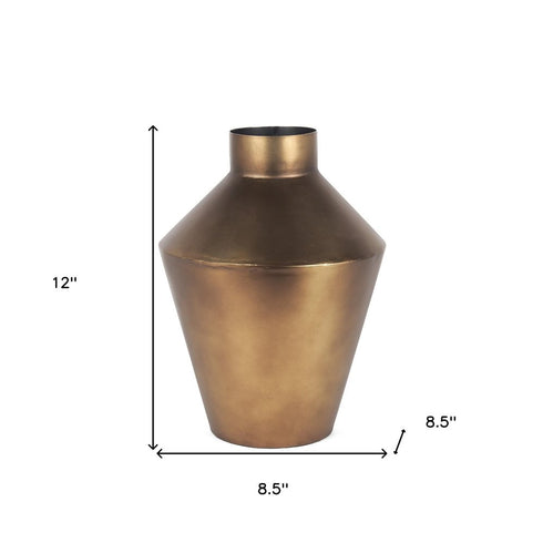 12" Antiqued Bronze Metal Trumpet Table Vase