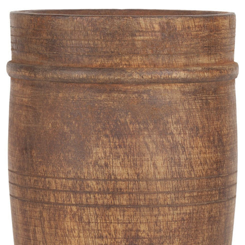 11" Brown Distressed Wood Cylinder Table Vase