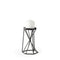 8" Black Distressed Geometric Metal Tabletop Dish Candle Holder
