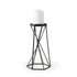 11" Black Distressed Geometric Metal Tabletop Pillar Candle Holder