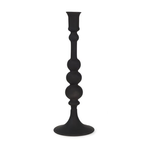 12" Black Glass Tabletop Taper Candlestick