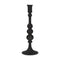 12" Black Glass Tabletop Taper Candlestick