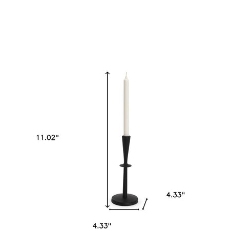 11" Black Metal Tabletop Taper Candlestick
