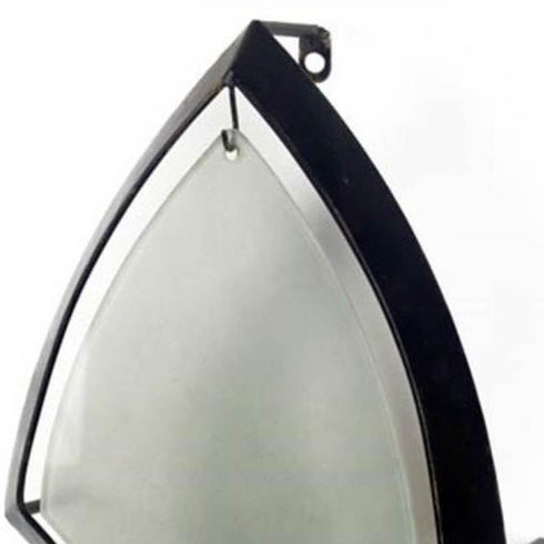 7" Black Abstract Metal And Glass Wall Sconce Candle Holder