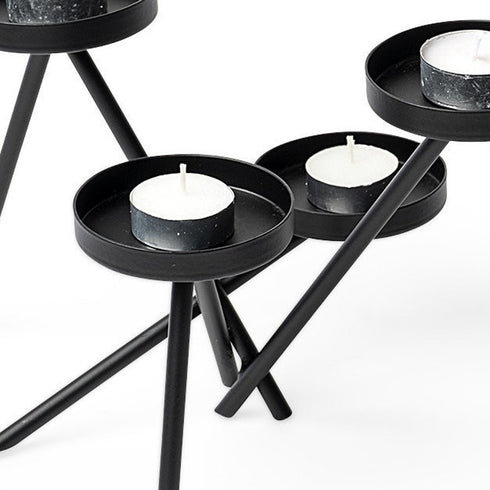 7" Black Geometric Metal Tabletop Votive Candle Holder
