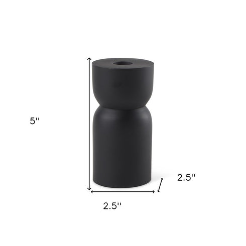 5" Black Metal Tabletop Pillar Candle Holder
