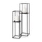Set of Two Black Geometric Metal And Glass Tabletop Hurricane Candle Holders