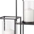 Set of Two Black Geometric Metal And Glass Tabletop Hurricane Candle Holders