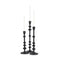 Set of Three Black Geometric Metal Tabletop Taper Candlesticks