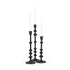 Set of Three Black Geometric Metal Tabletop Taper Candlesticks
