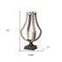 25" Brown Distressed Geometric Solid Wood Metal And Glass Tabletop Hurricane Candle Holder