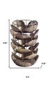 10" Bronze Distressed Botanical Leaf Metal Tabletop Hurricane Candle Holder