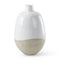 32" White And Beige Color Block Ceramic Round Floor Vase