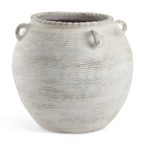 22" Cream Ceramic Amphora Floor Vase