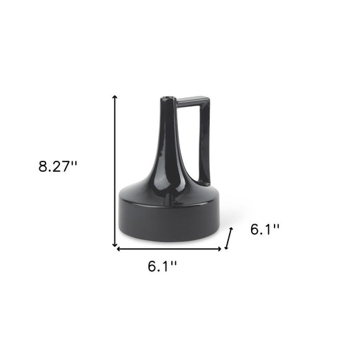8" Black Ceramic Jug Vase